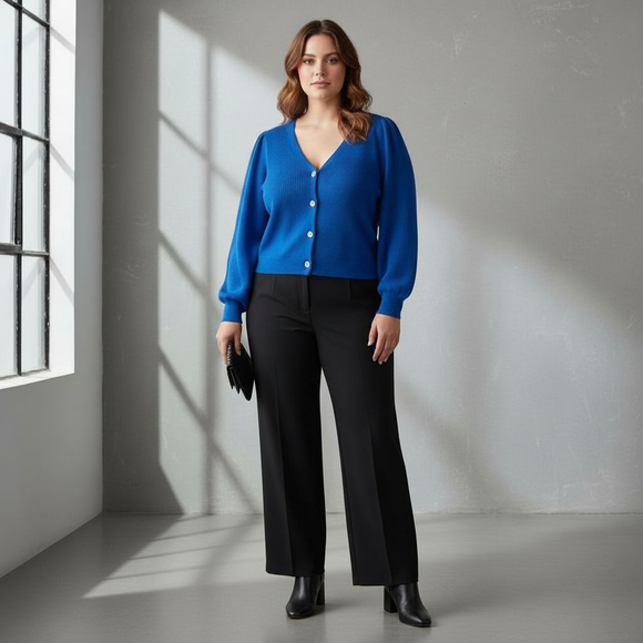 Talbots Textured Knit Puff Sleeve Cardigan Sweater Plus Size 2X Blue - Picture 11 of 11